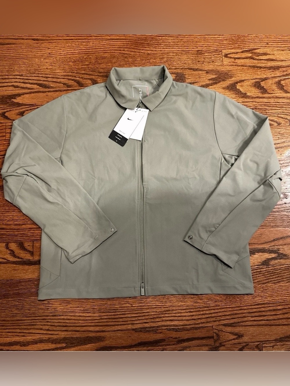 Nike Dri-fit 24.7 full zip collared jacket in khaki. New. Small men’s.